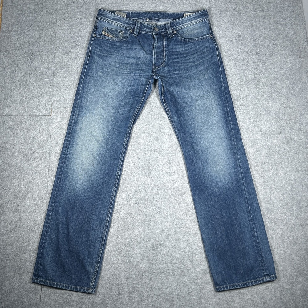 Vintage Diesel Larkee Denim Jeans Mens 32x30 Medium Blue Wash Y2K Straight Leg